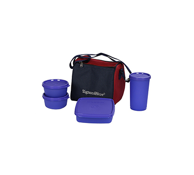 signoraware executive glass lunch box with bag 580